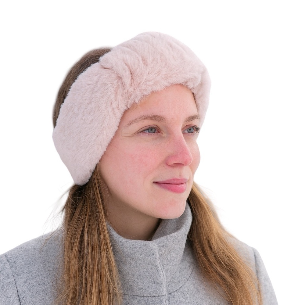 UGG Faux Fur Soft & Warm Knot Bow Detail Headband Ear Muff One Size NWT Pink